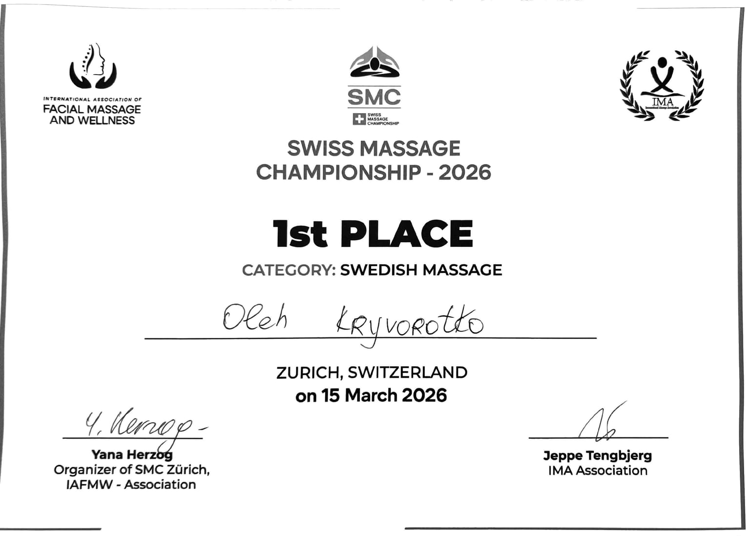 1. Platz - Schwedische Massage
